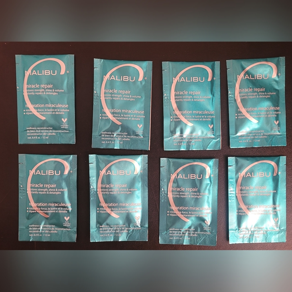 Lot Of 8 Malibu C Miracle Repair Single Use 0.4 Oz Detangles Volume Shine